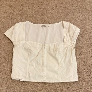 Women's White Crop Top with metal clasps